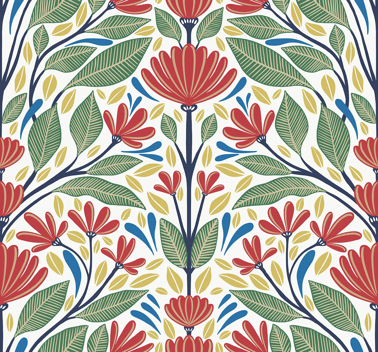 Carmela Folk Floral Wallpaper in Primaries