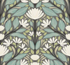 Carmela Folk Floral Wallpaper in Spirit Grey