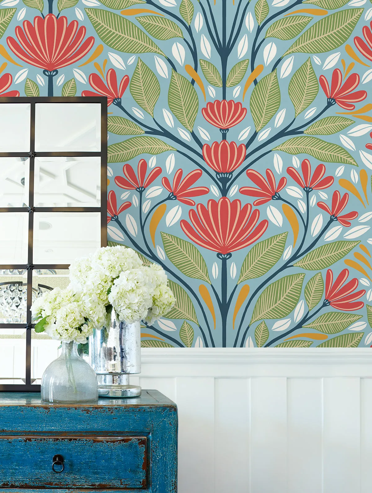 Carmela Folk Floral Wallpaper in Summer Garden