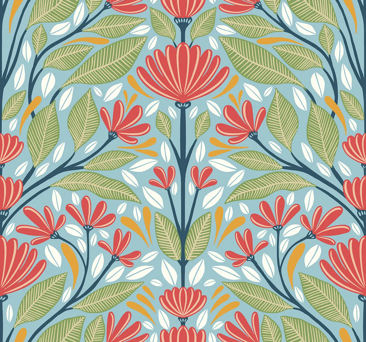 Carmela Folk Floral Wallpaper in Summer Garden