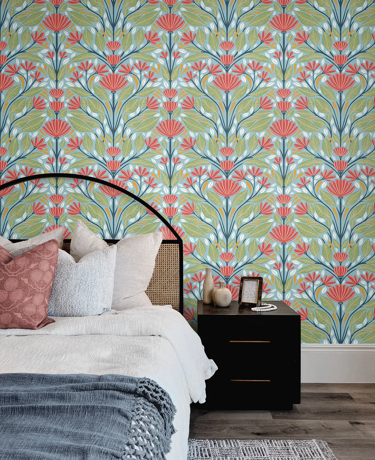 Carmela Folk Floral Wallpaper in Summer Garden