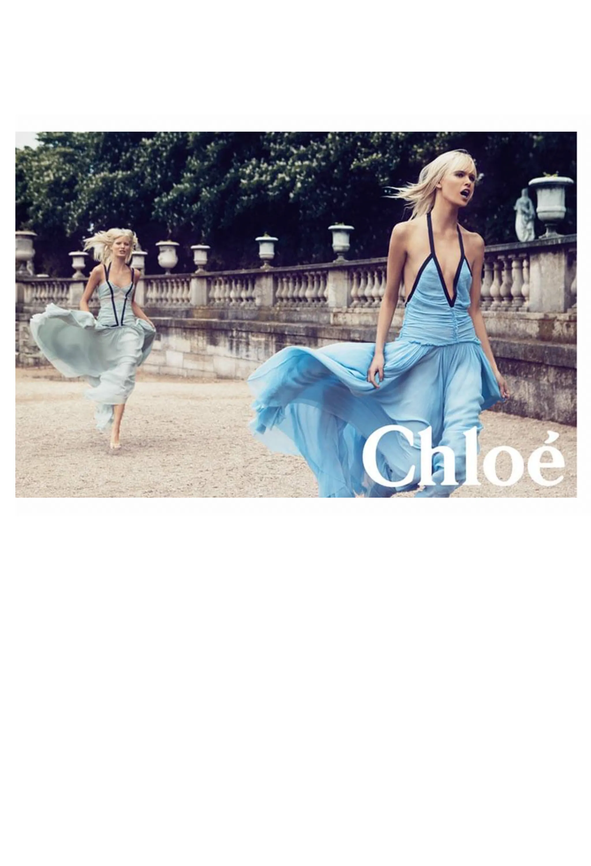 CHOLE BY PHOEBE PHILO CELADON CHIFFON DRESS WITH BLACK RIBBON TRIM 2004