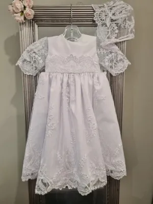 Christening - Mia Satin Lace Short Gown