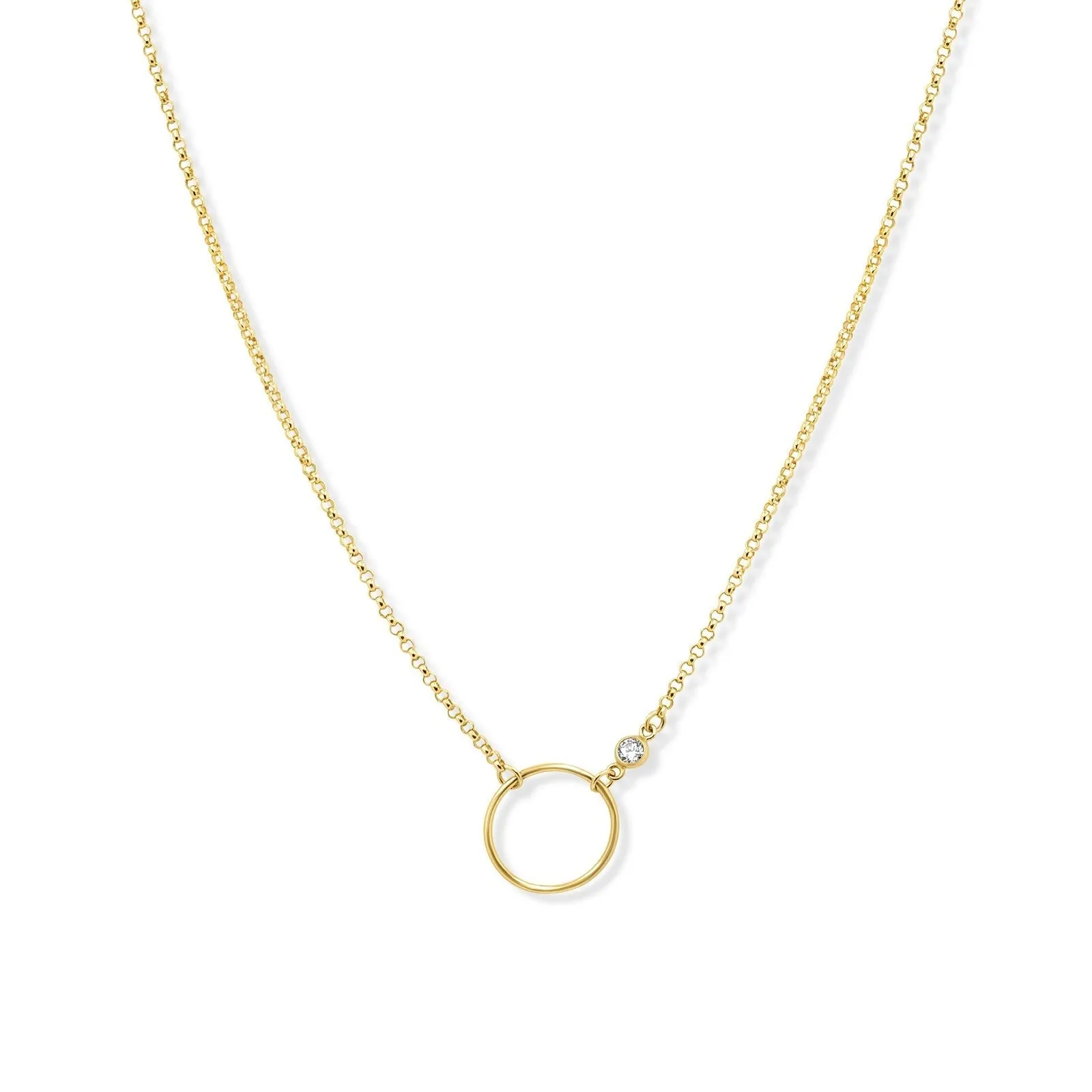 Circle Gold Filled Necklace W/ Diamond Accent