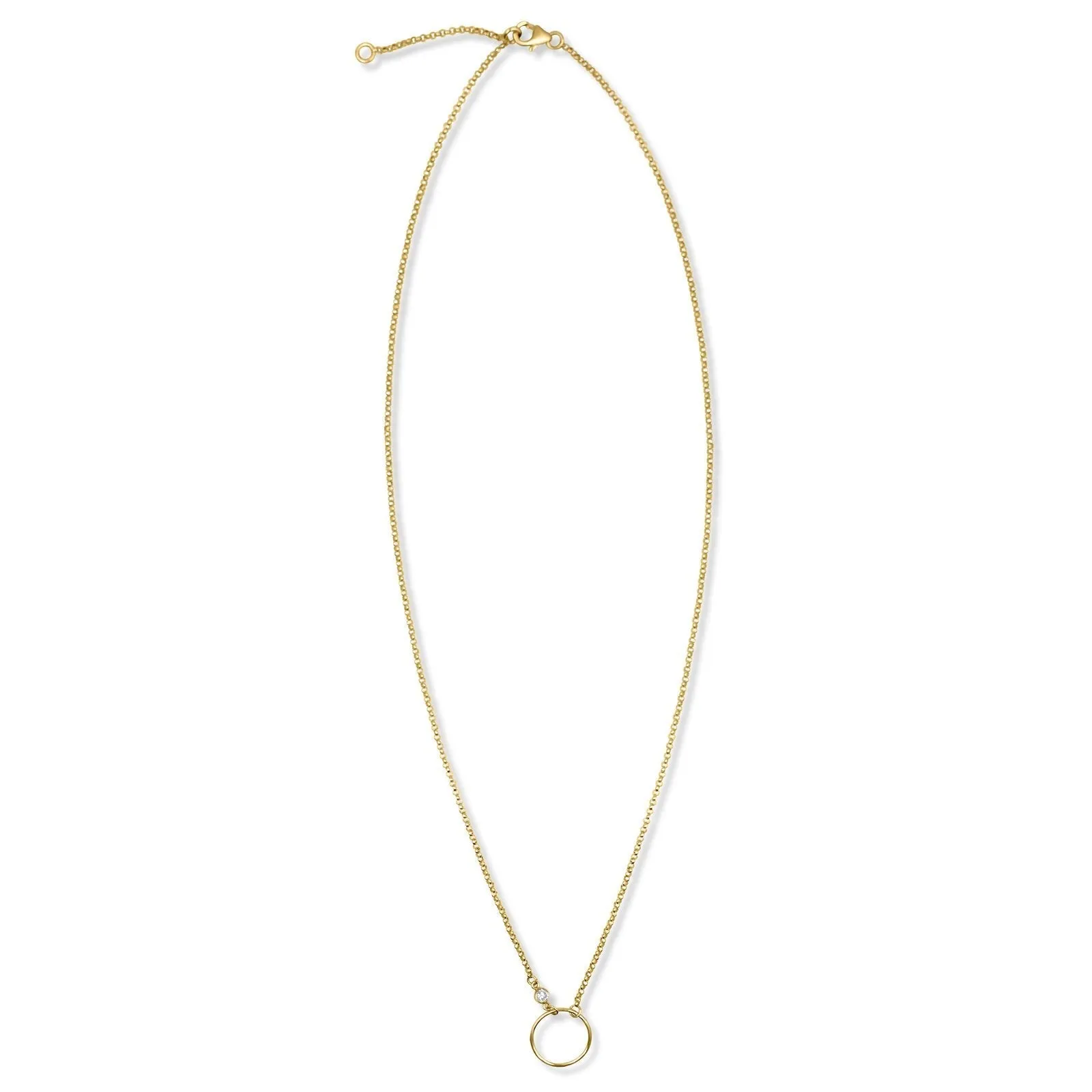 Circle Gold Filled Necklace W/ Diamond Accent