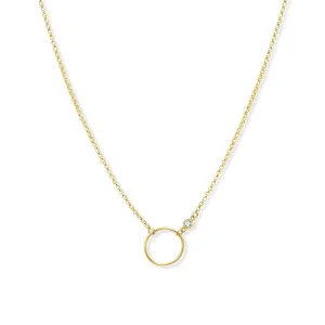 Circle Gold Filled Necklace W/ Diamond Accent