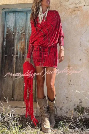 Coastal Bliss Tie-dye Print Dolman Sleeve Stretch Mini Dress