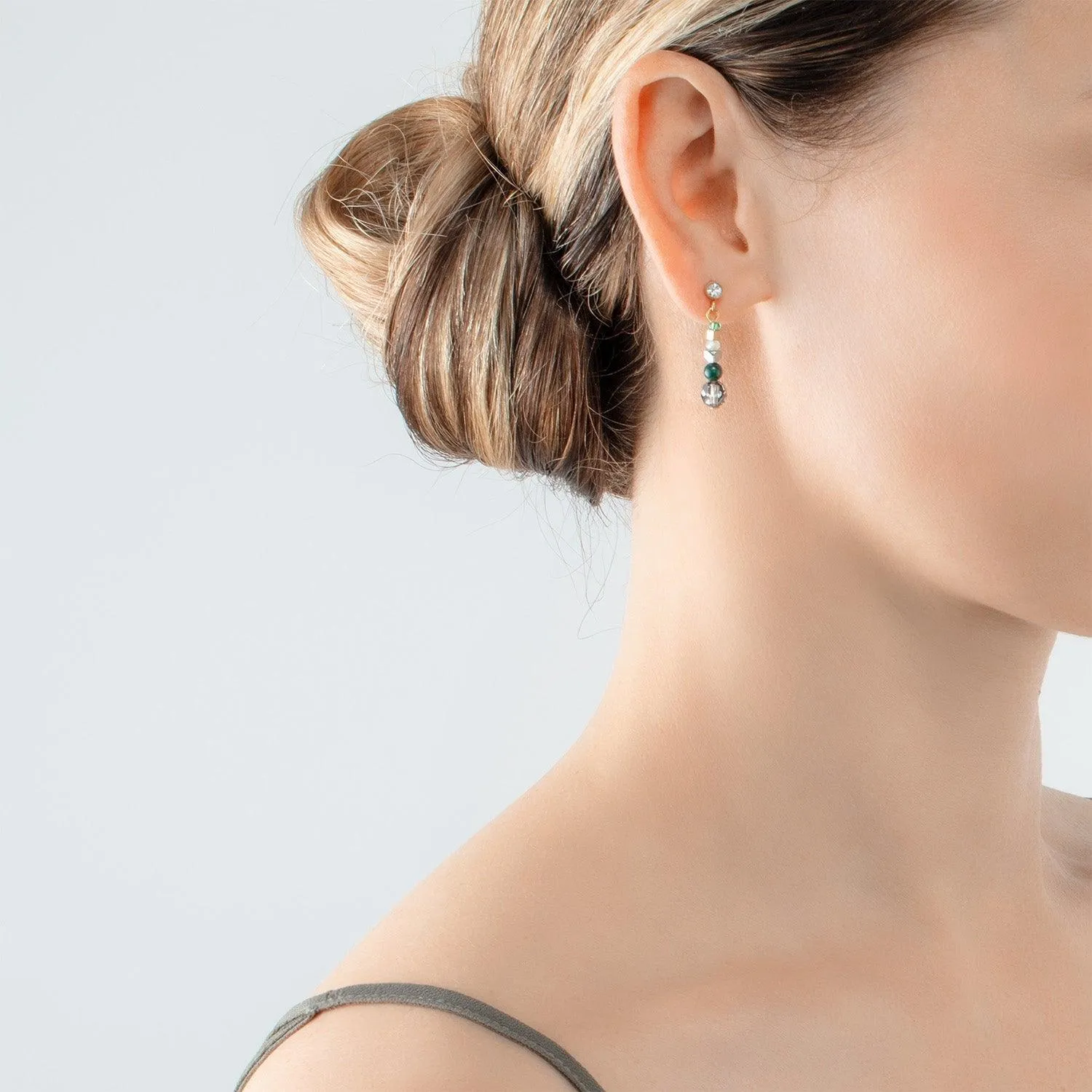Coeur De Lion Amulet Gold and Green Earrings