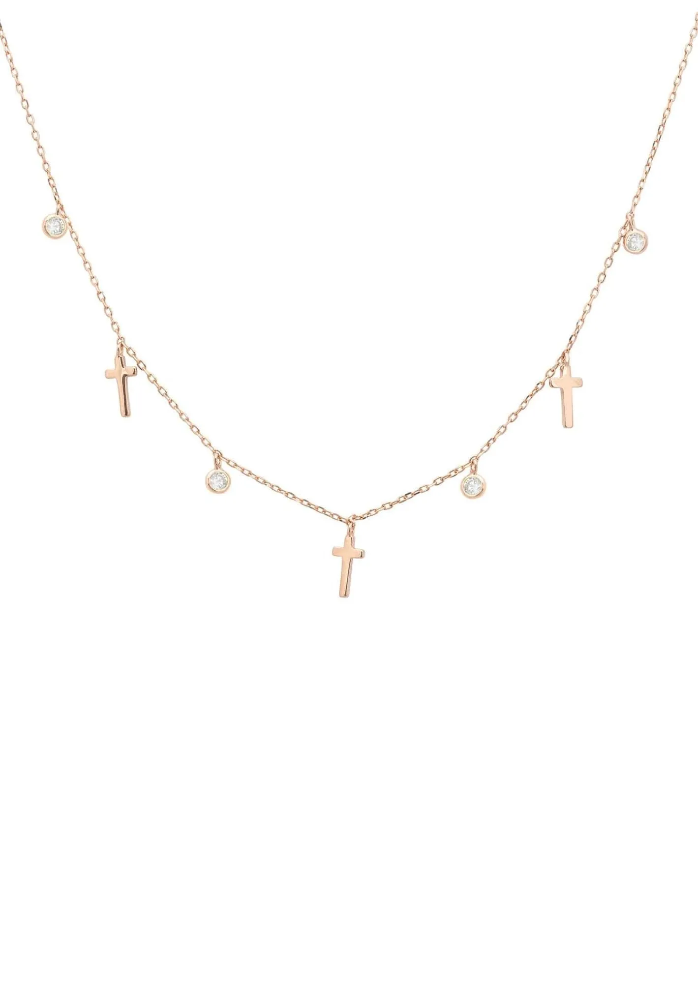 Crosses & Sparkles Choker Necklace Rosegold