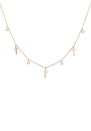 Crosses & Sparkles Choker Necklace Rosegold