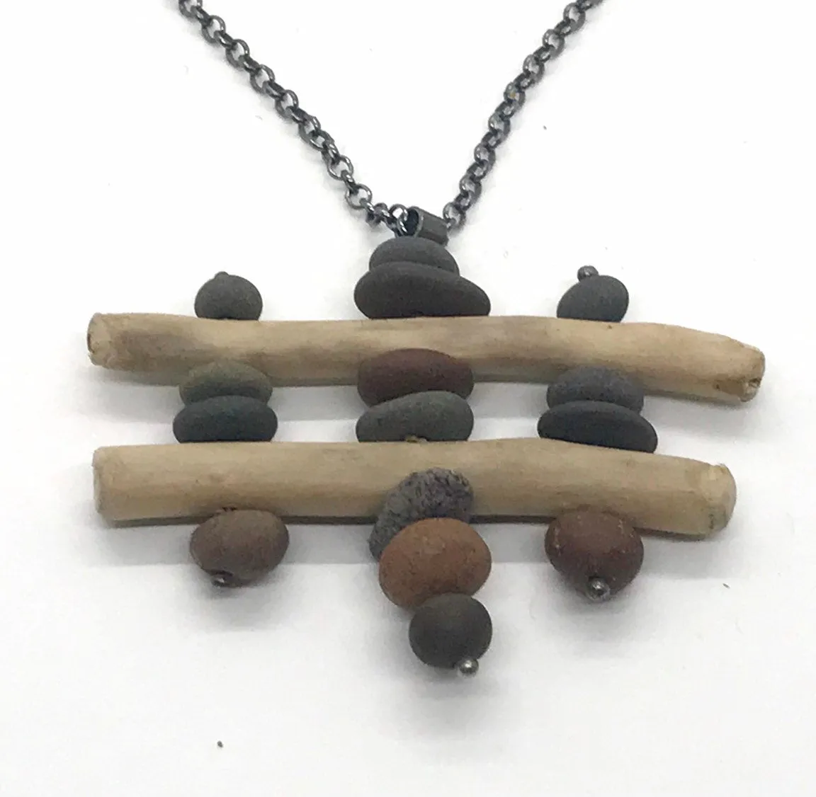 Driftwood and Rock Sculpture Necklace
