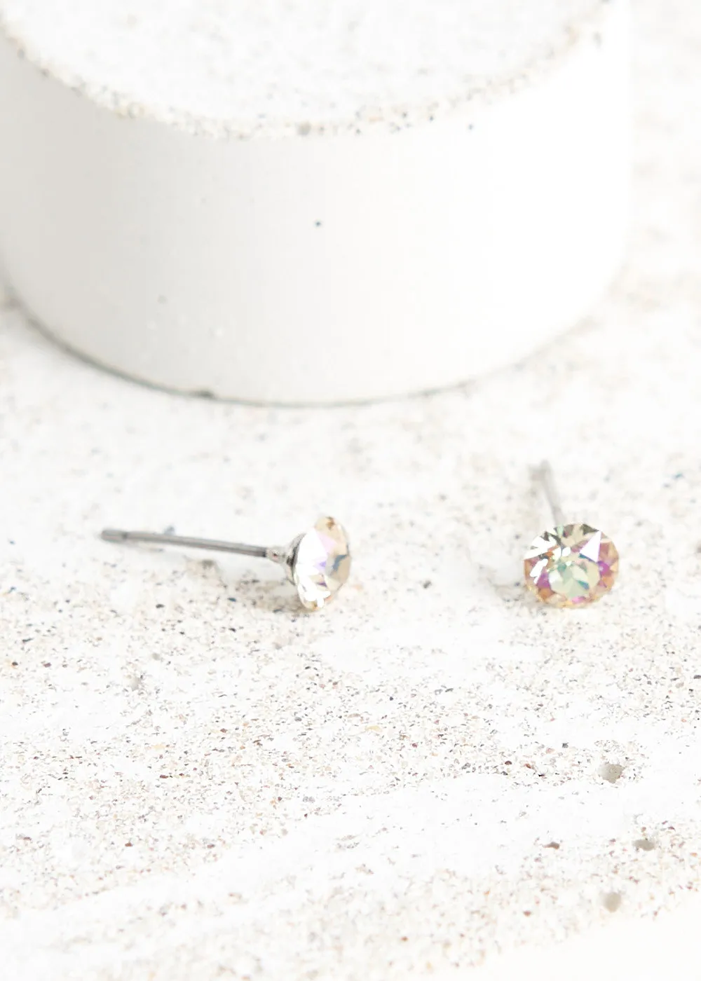 ELSIE CRYSTAL STUD EARRINGS - PALE PINK