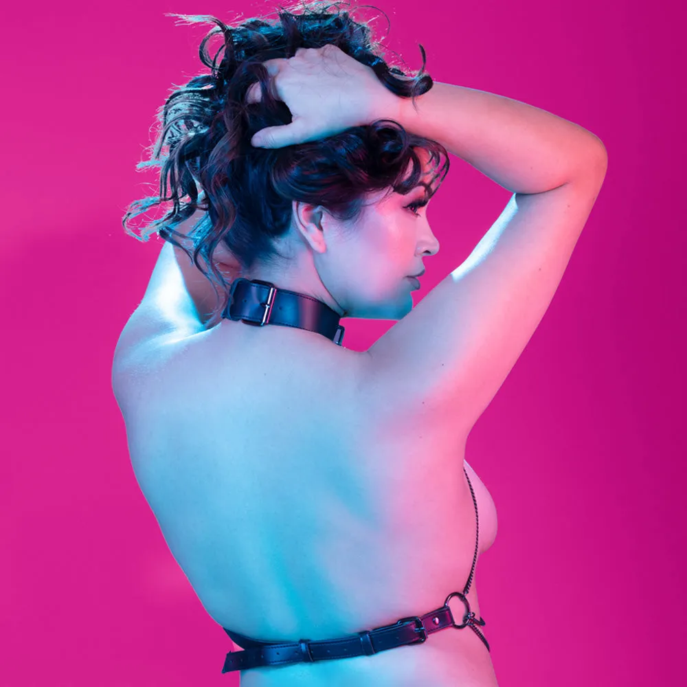 Euphoria Multi Chain Vegan Leather Collar Harness - Curvy