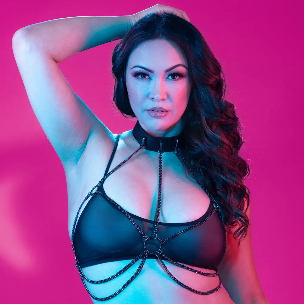 Euphoria Multi Chain Vegan Leather Collar Harness - Curvy