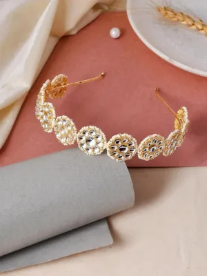 Floral Shape Kundan Studded Hair Band