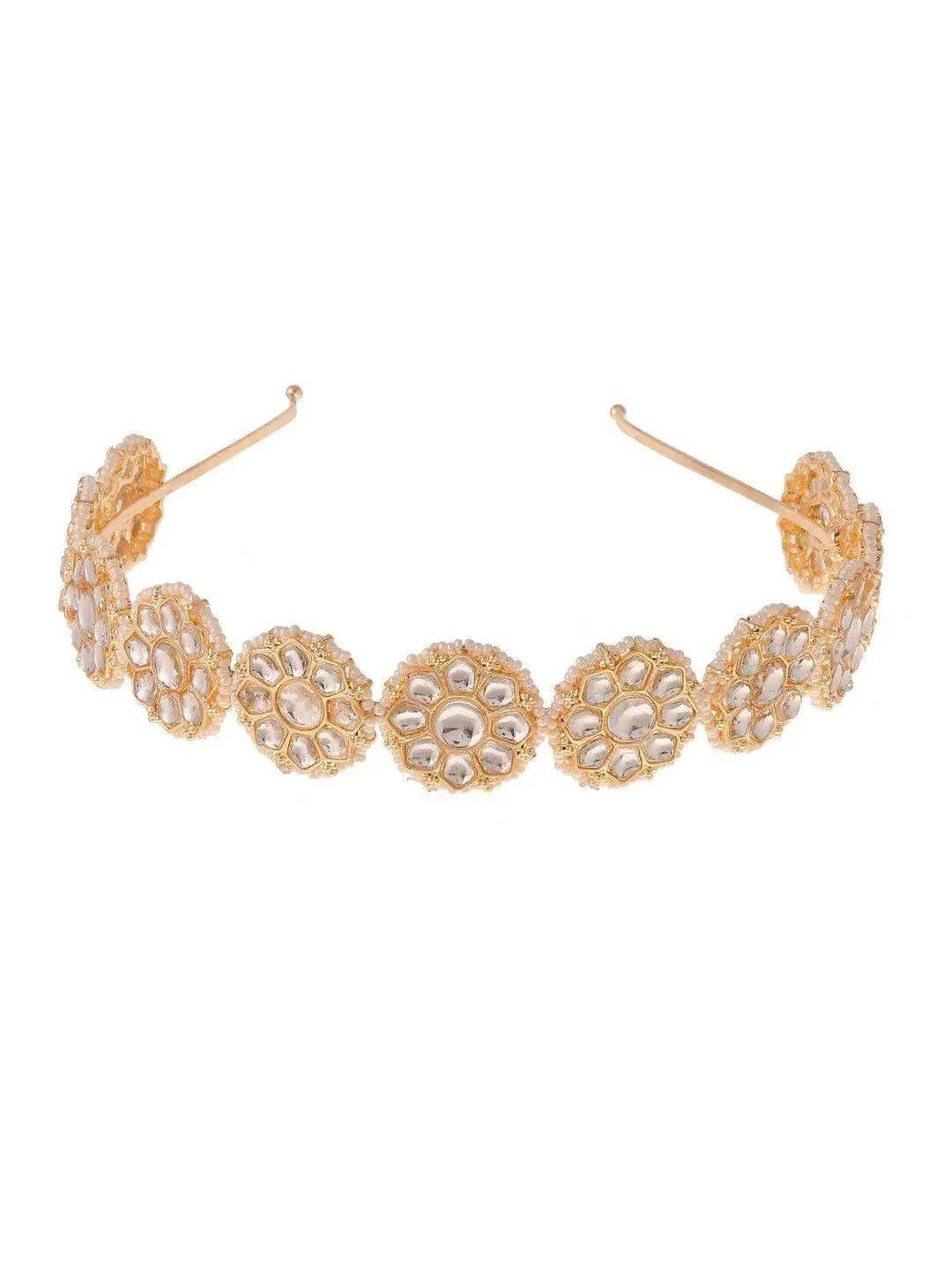 Floral Shape Kundan Studded Hair Band