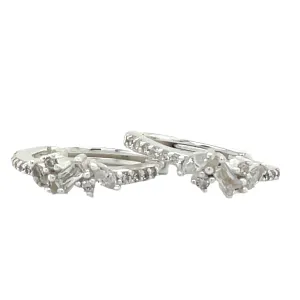 Forma Sterling Silver Cz Scattered Hoop Earrings