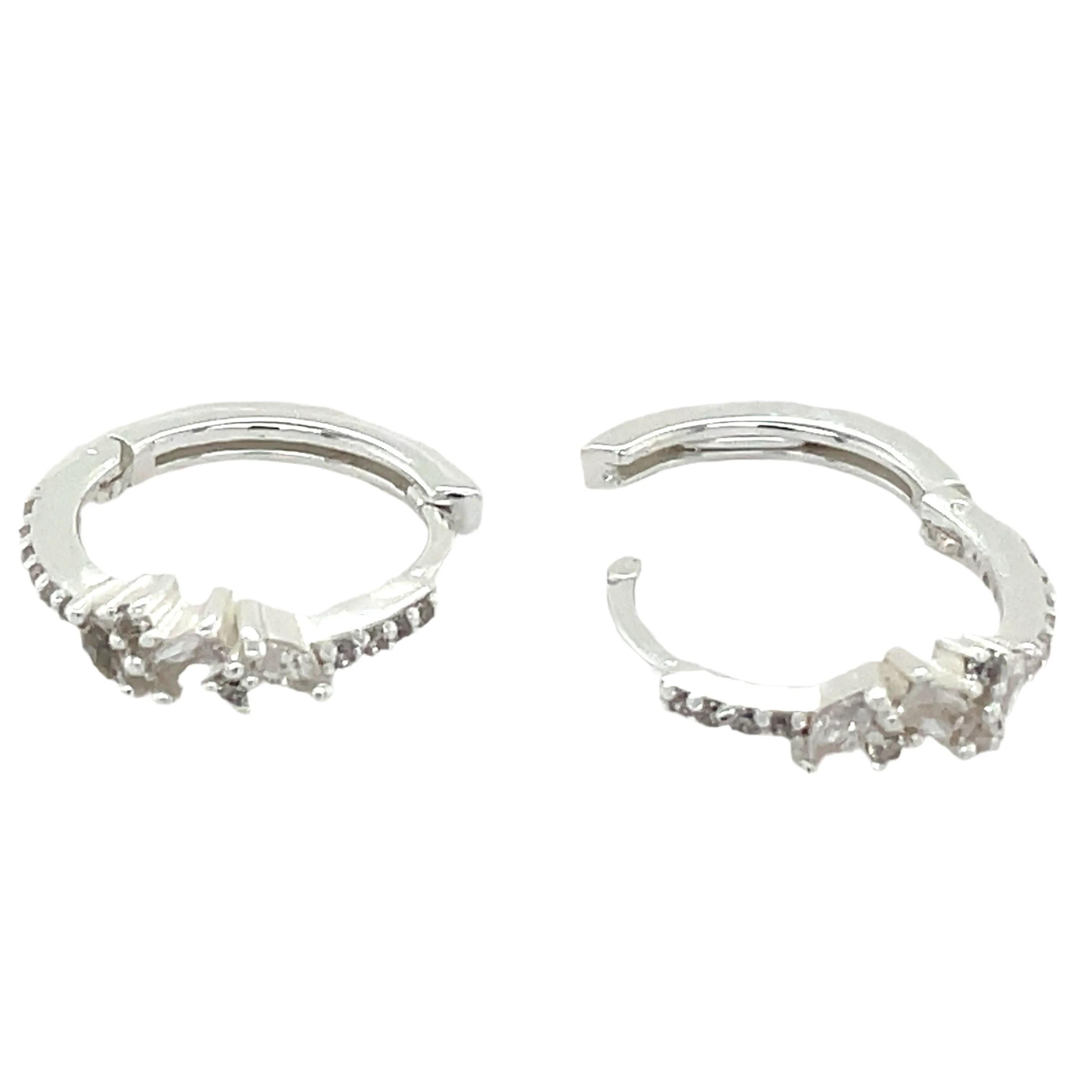 Forma Sterling Silver Cz Scattered Hoop Earrings