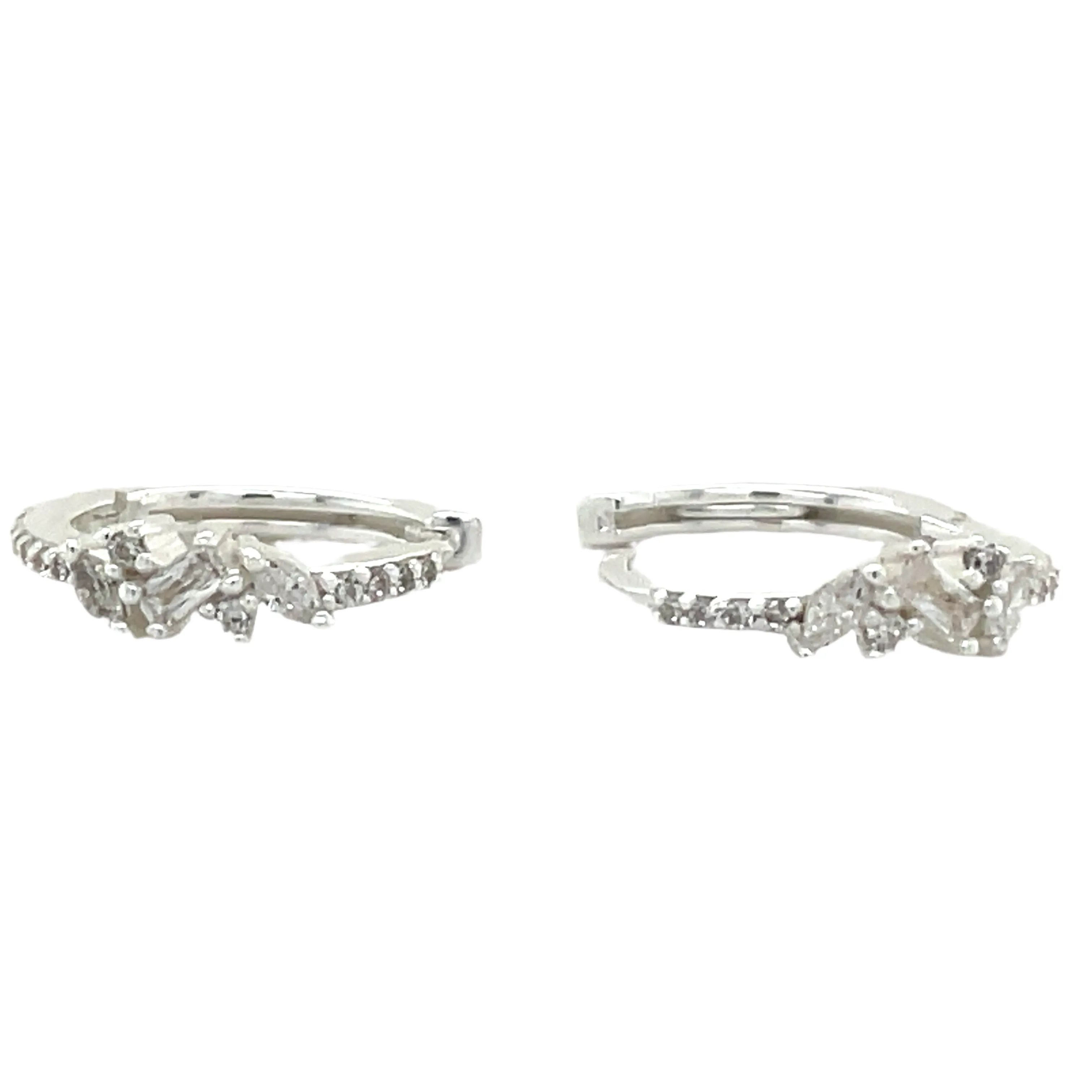 Forma Sterling Silver Cz Scattered Hoop Earrings