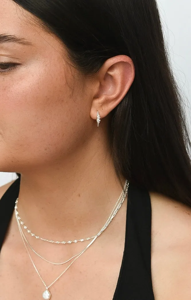 Forma Sterling Silver Cz Scattered Hoop Earrings