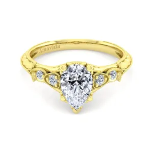 Gabriel & Co. "Chelsea" Pear Cut Diamond Engagement Ring