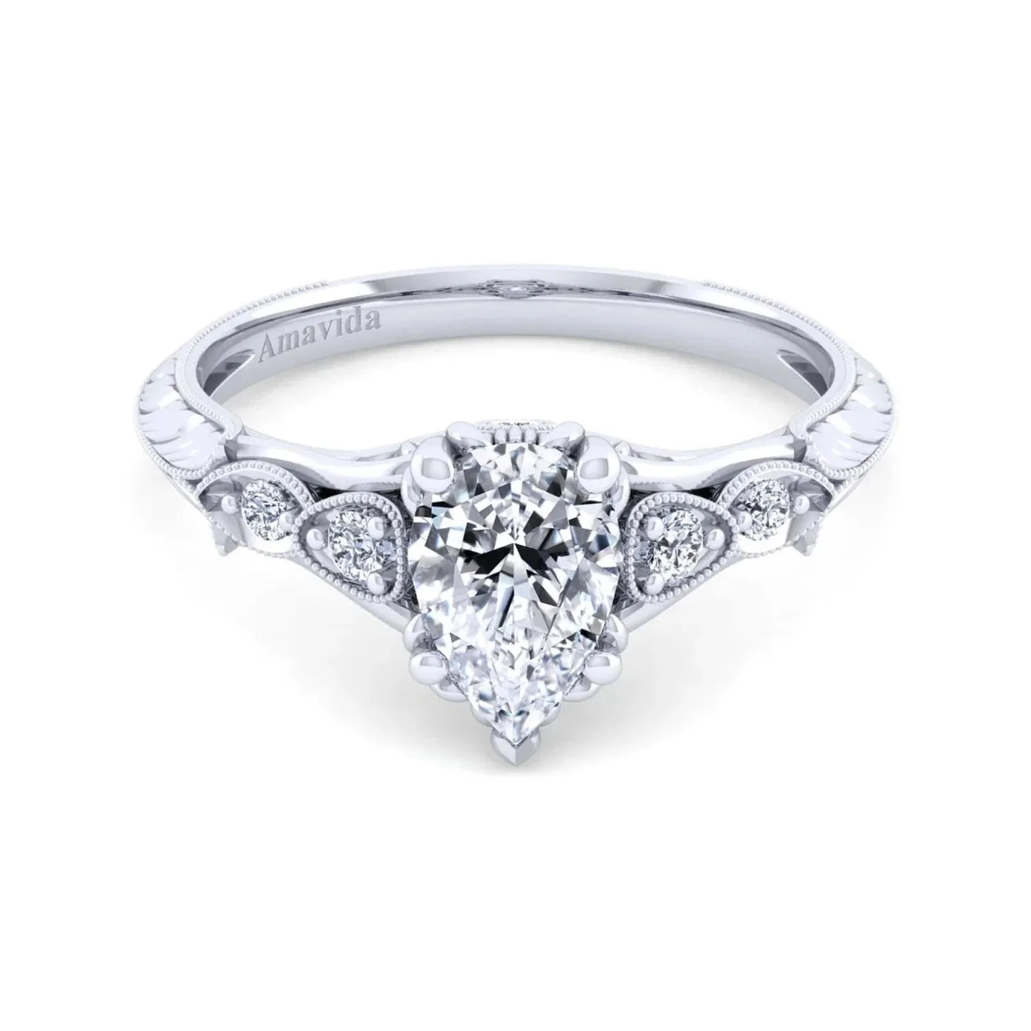 Gabriel & Co. "Chelsea" Pear Cut Diamond Engagement Ring