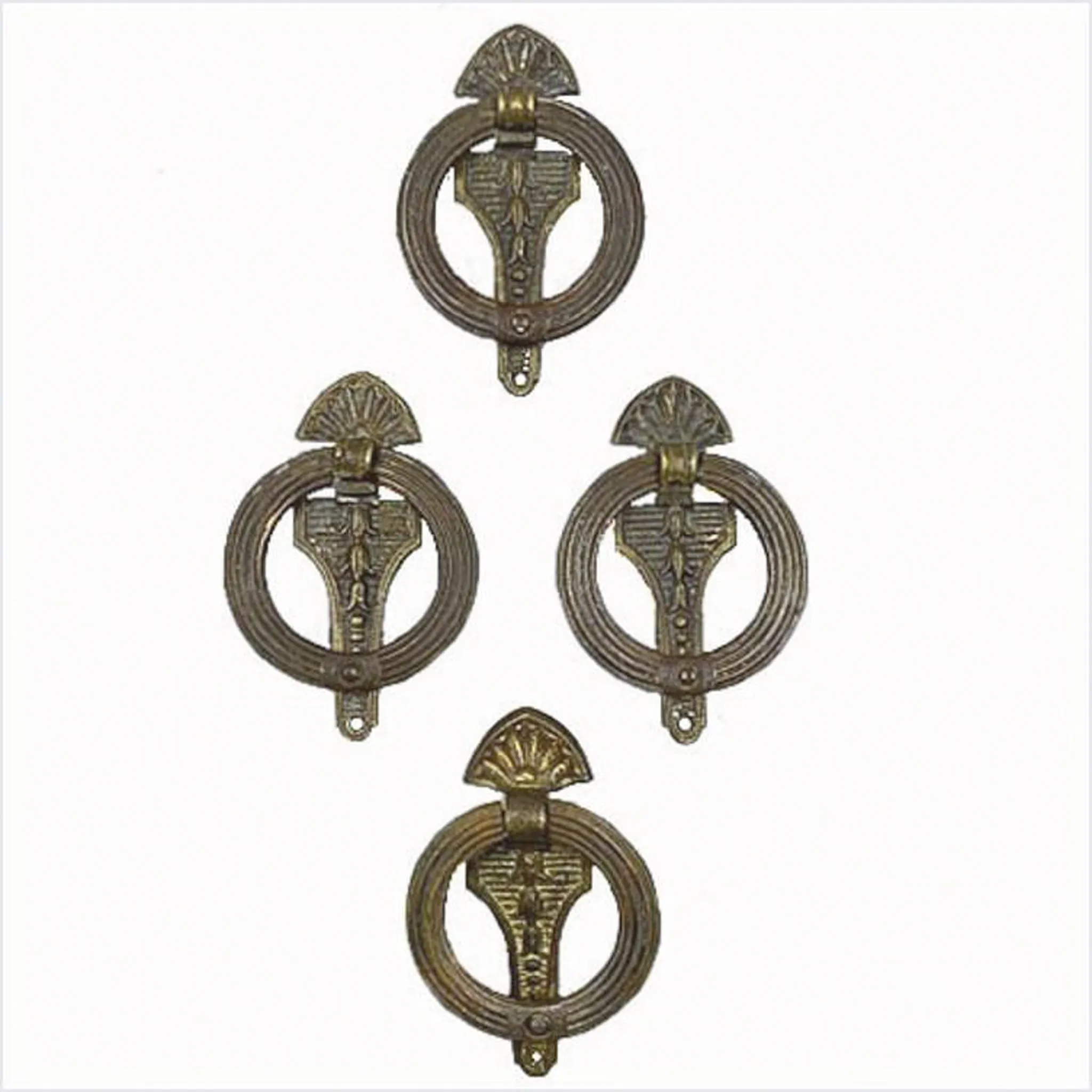 Geometric Art Nouveau Brass Ring Pulls