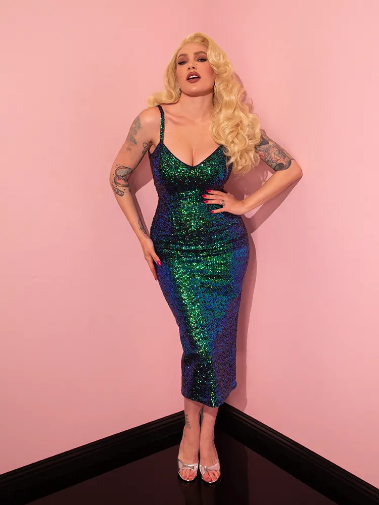Glitz & Glamour Dress in Green Sequins - Vixen by Micheline Pitt