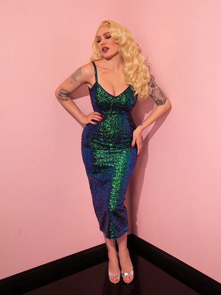 Glitz & Glamour Dress in Green Sequins - Vixen by Micheline Pitt