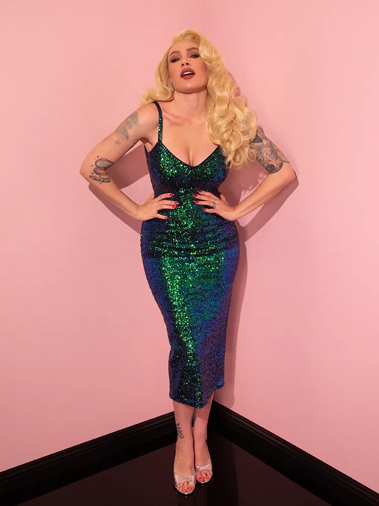 Glitz & Glamour Dress in Green Sequins - Vixen by Micheline Pitt