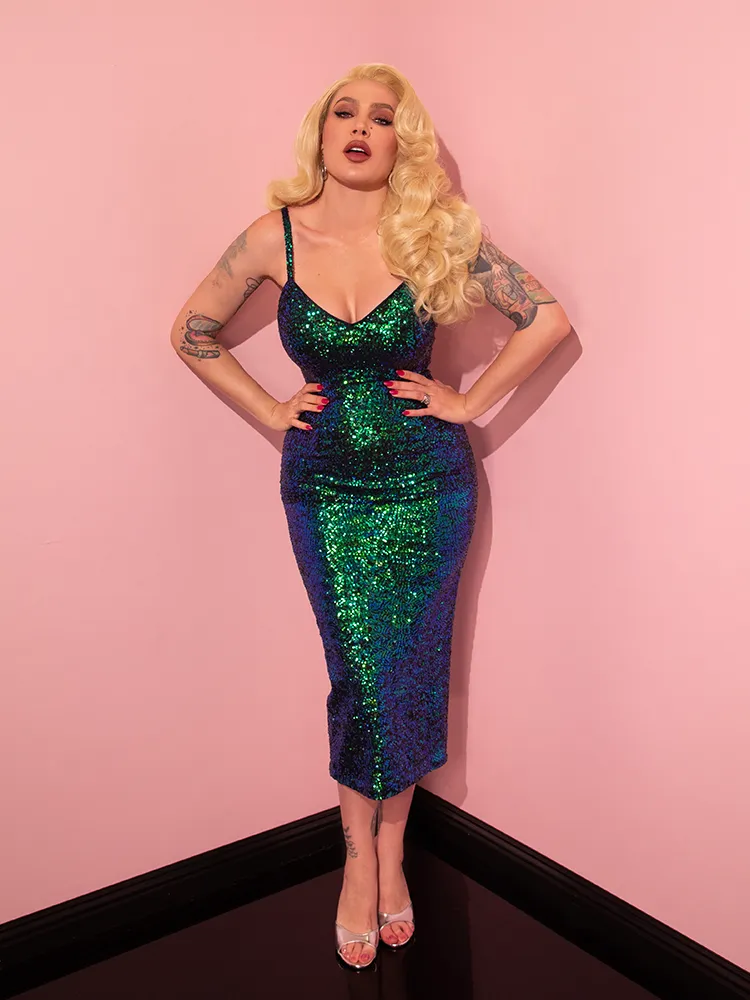 Glitz & Glamour Dress in Green Sequins - Vixen by Micheline Pitt
