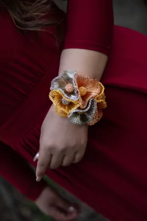 Gold And Silver  Flower Crochet Bracelet
