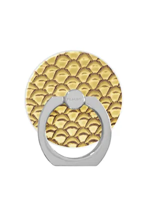 Gold Metallic Snakeskin Faux Leather Phone Ring