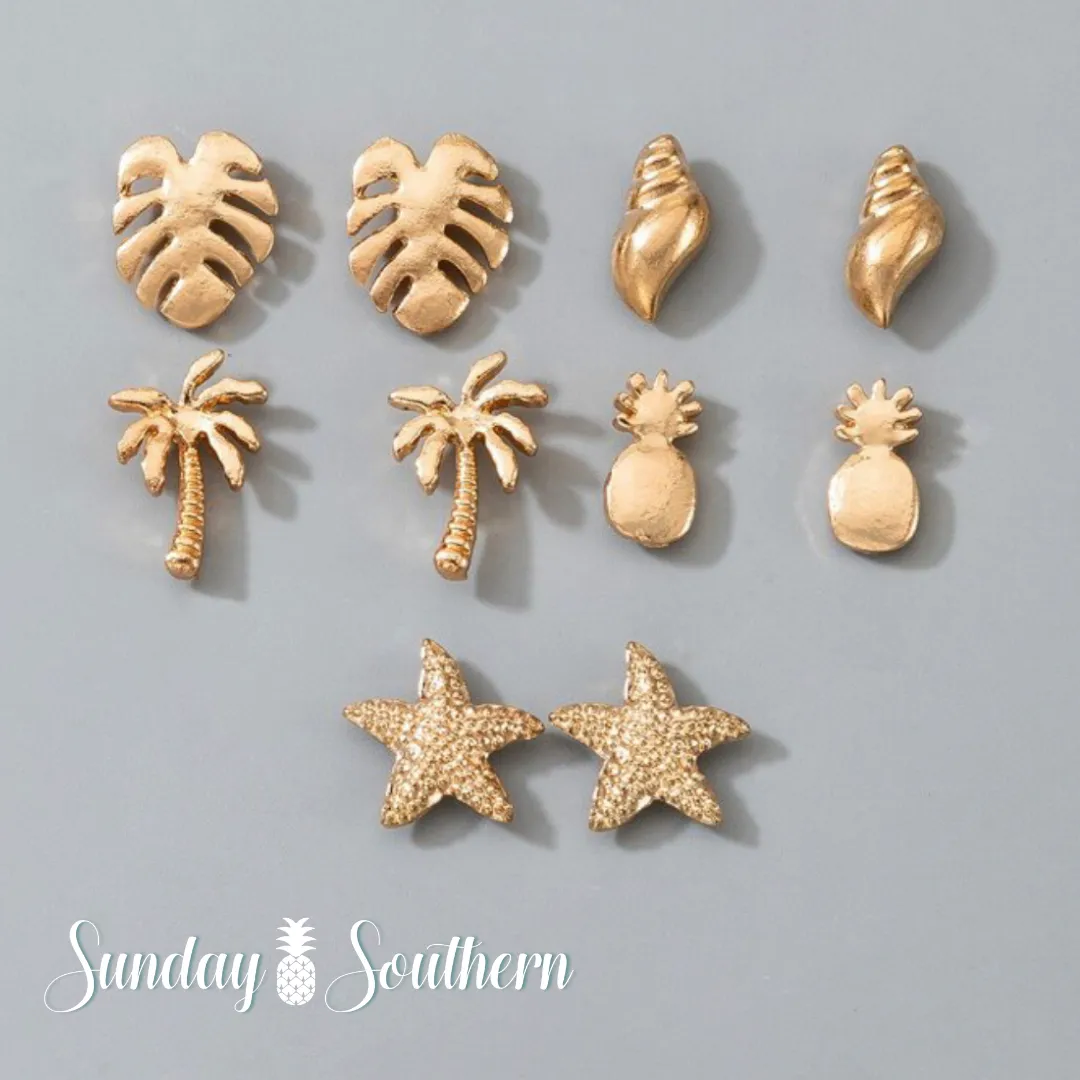 Gold Pineapple Stud Earrings