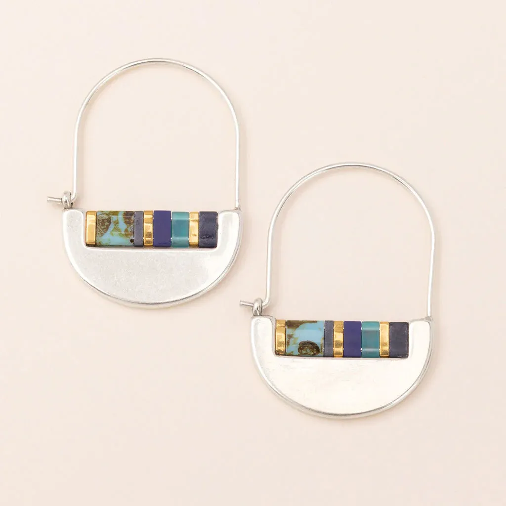 Good Karma Miyuki Crescent Hoop - Cobalt / Silver