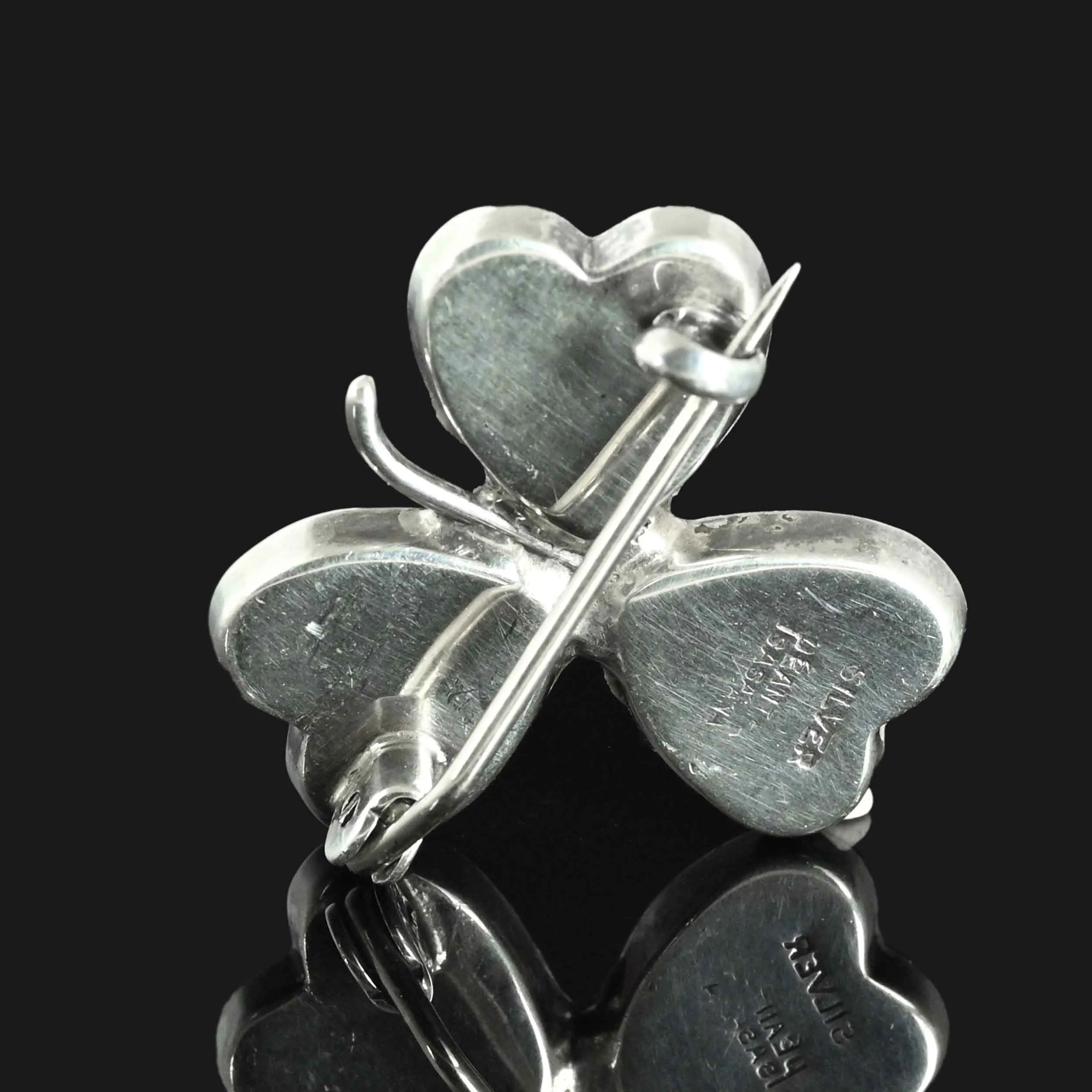 Irish Connemara Marble Shamrock Brooch, 1920s