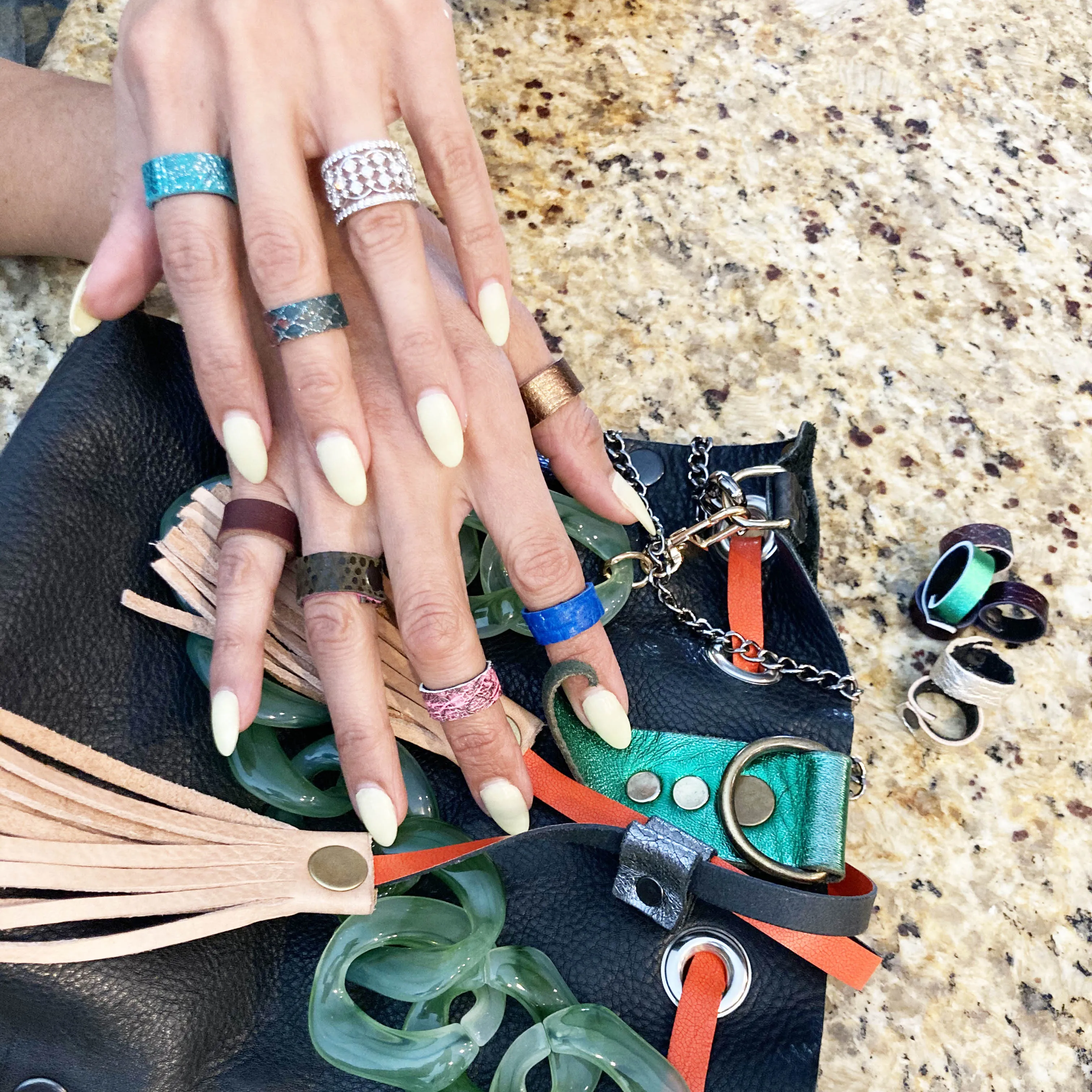 Leather Remnant Rings 2-set