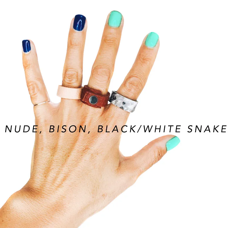 Leather Remnant Rings 3-set
