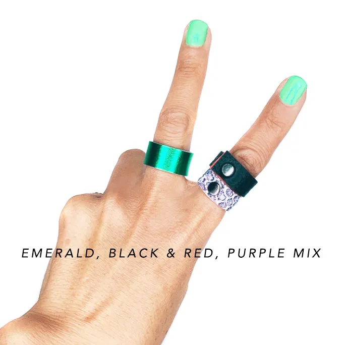 Leather Remnant Rings 3-set
