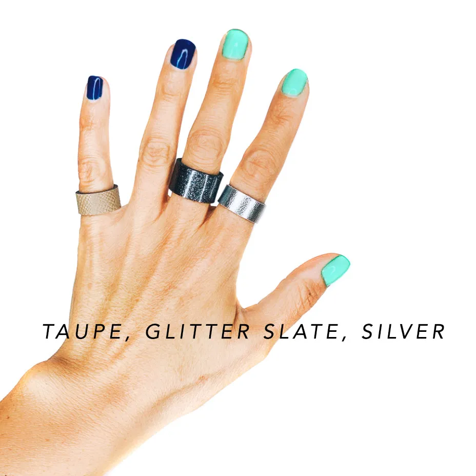Leather Remnant Rings 4-set
