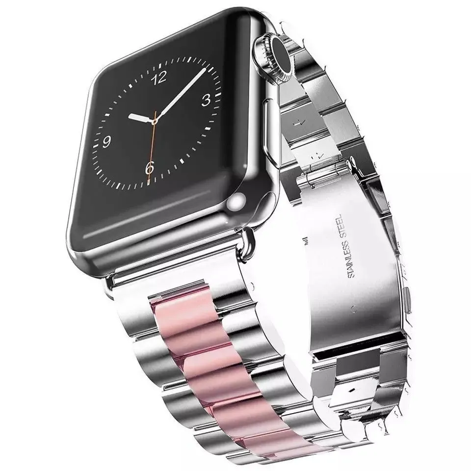 Luxury Stainless Steel Two Tone Link Band For Apple Watch Multiple Colors Available
