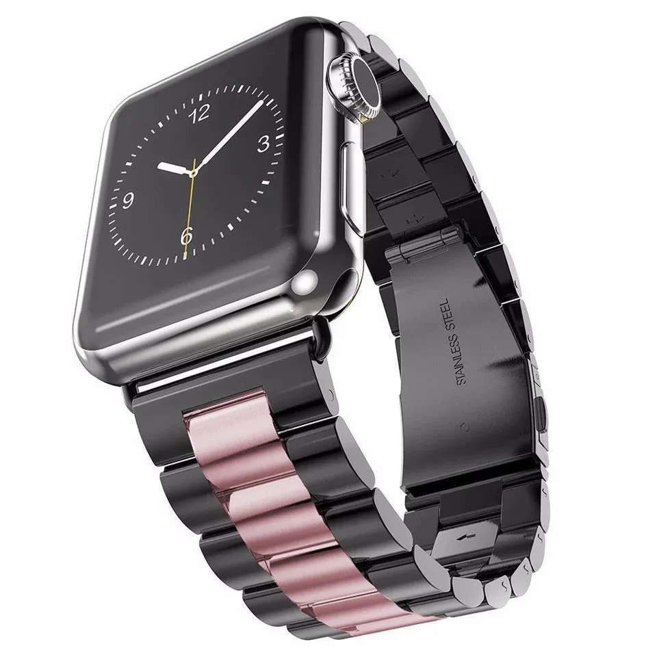 Luxury Stainless Steel Two Tone Link Band For Apple Watch Multiple Colors Available