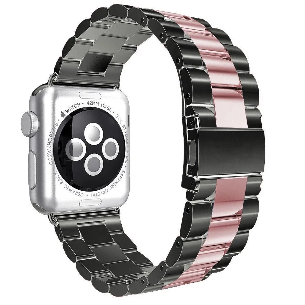 Luxury Stainless Steel Two Tone Link Band For Apple Watch Multiple Colors Available