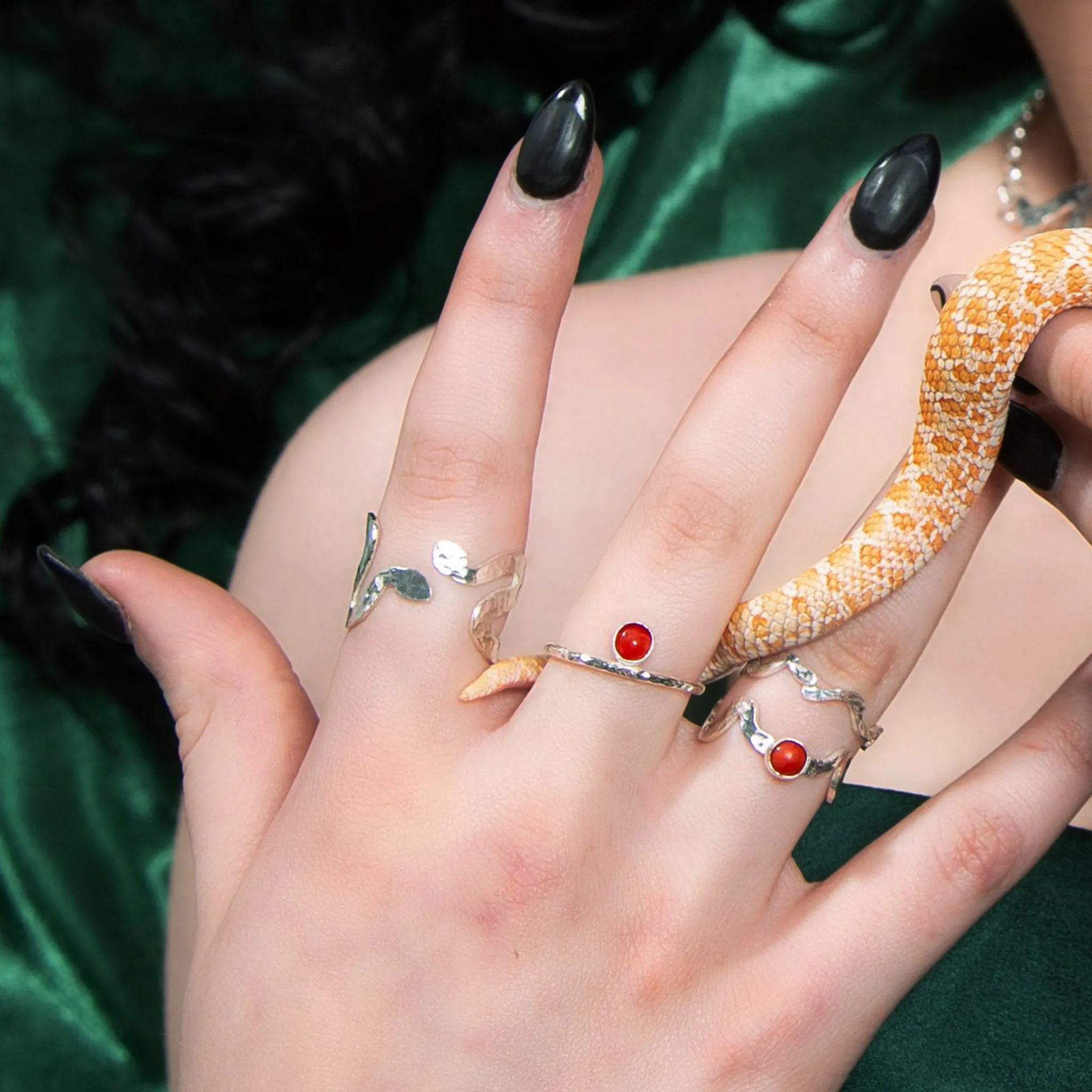 Medusa Gorgon Snake Cuff Ring