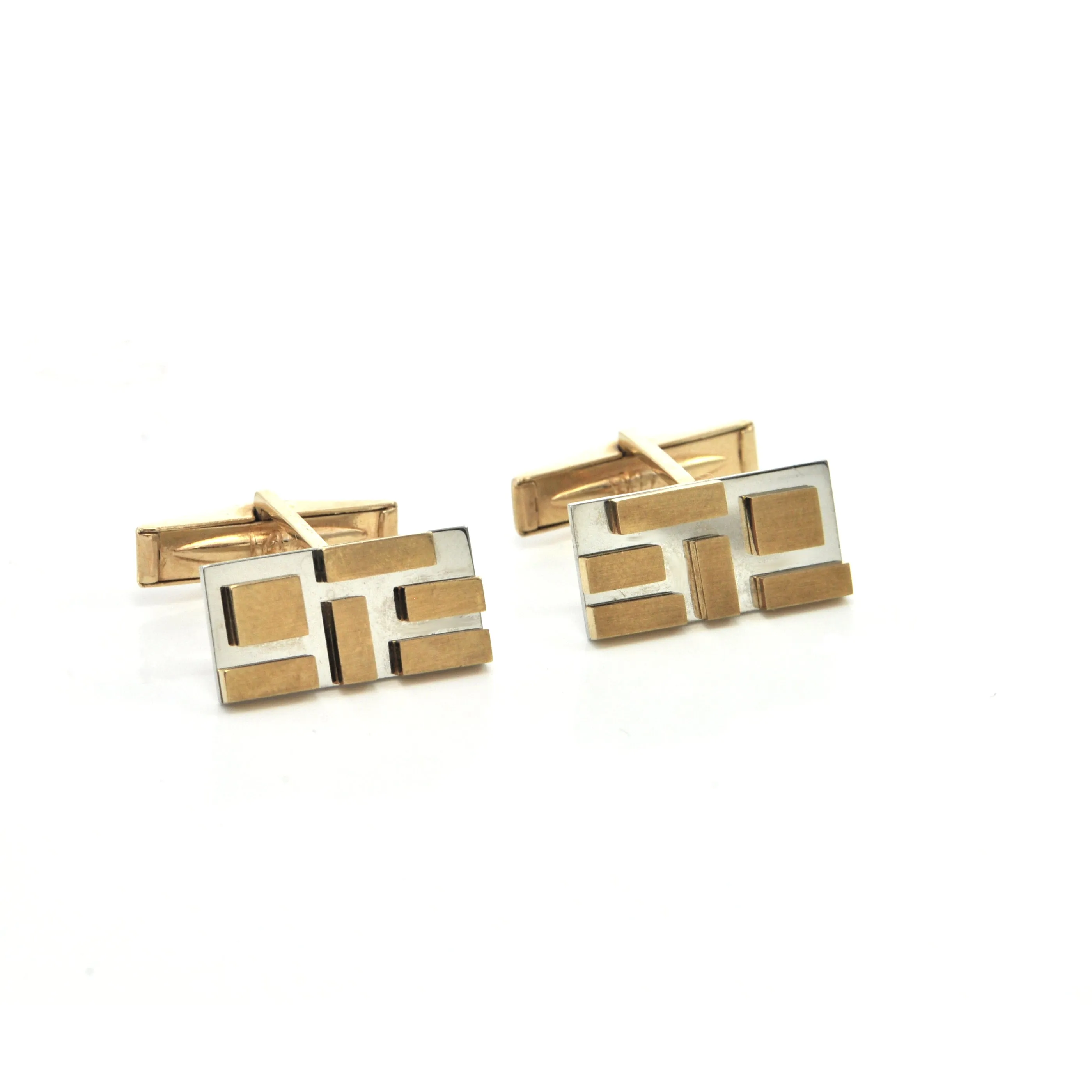 Mid-Century 'Lucas' 14K and 18K Two-Toned Gold Cufflink