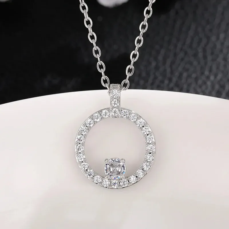 Ne'w Delicate Hollow Out Circle Stud Earrings Full Paved CZ Stone Simple Stylish Women's Earring Daily Collocation Accessories