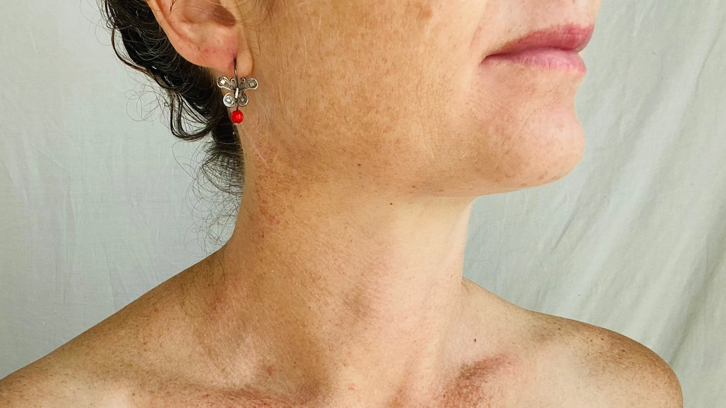 Oaxacan Filigree Earrings. Coral & Silver. Butterflies. Mexico. Frida Kahlo
