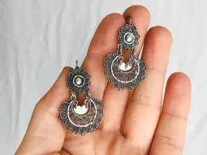 Oaxacan Filigree Earrings. Sterling Silver. Mexico. Frida Kahlo