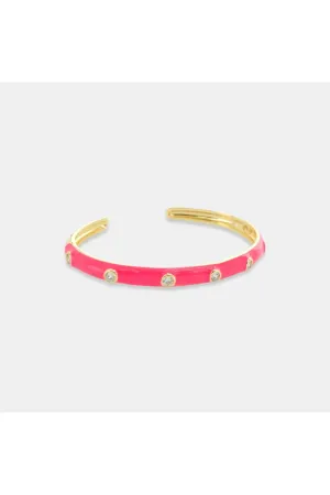 OMG BLING CZ Enamel Cuff In Hot Pink