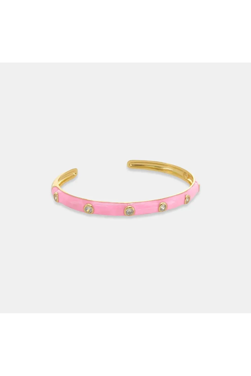 OMG BLING CZ Enamel Cuff In Pink